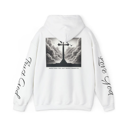 Cross Clouds Hoodie - Protect Those Who Can't Protect Themselves