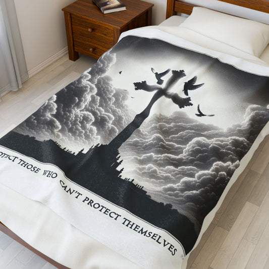 Christian Velveteen Plush Blanket - Protect Those Who Can't Protect Themselves